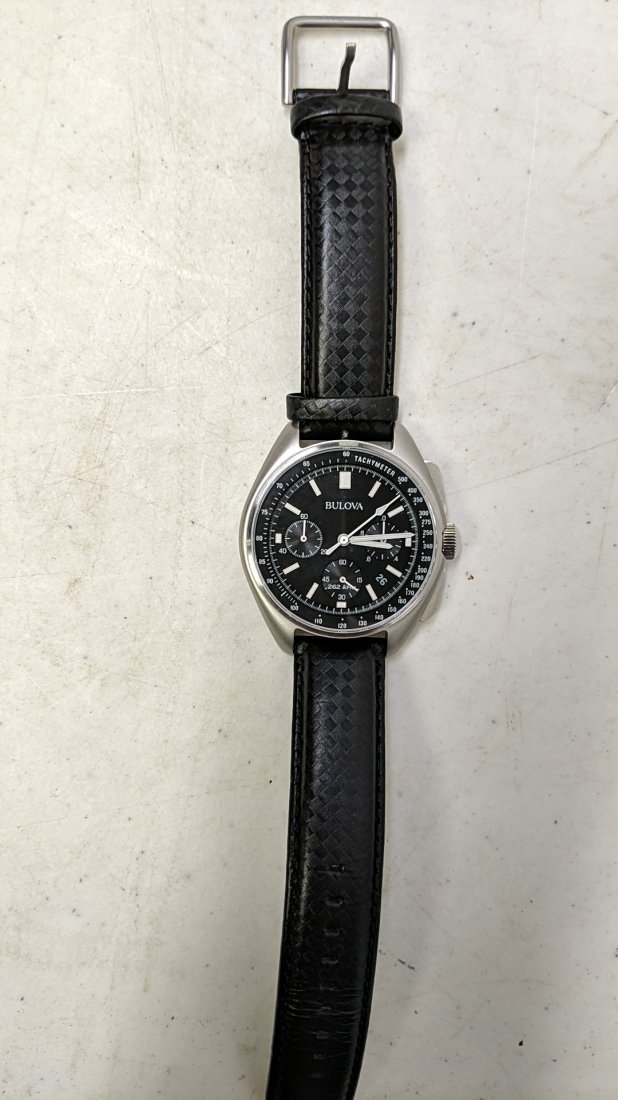 Bulova Men: Tachymeter Quartz movement list for $449.00 online original band water resistant