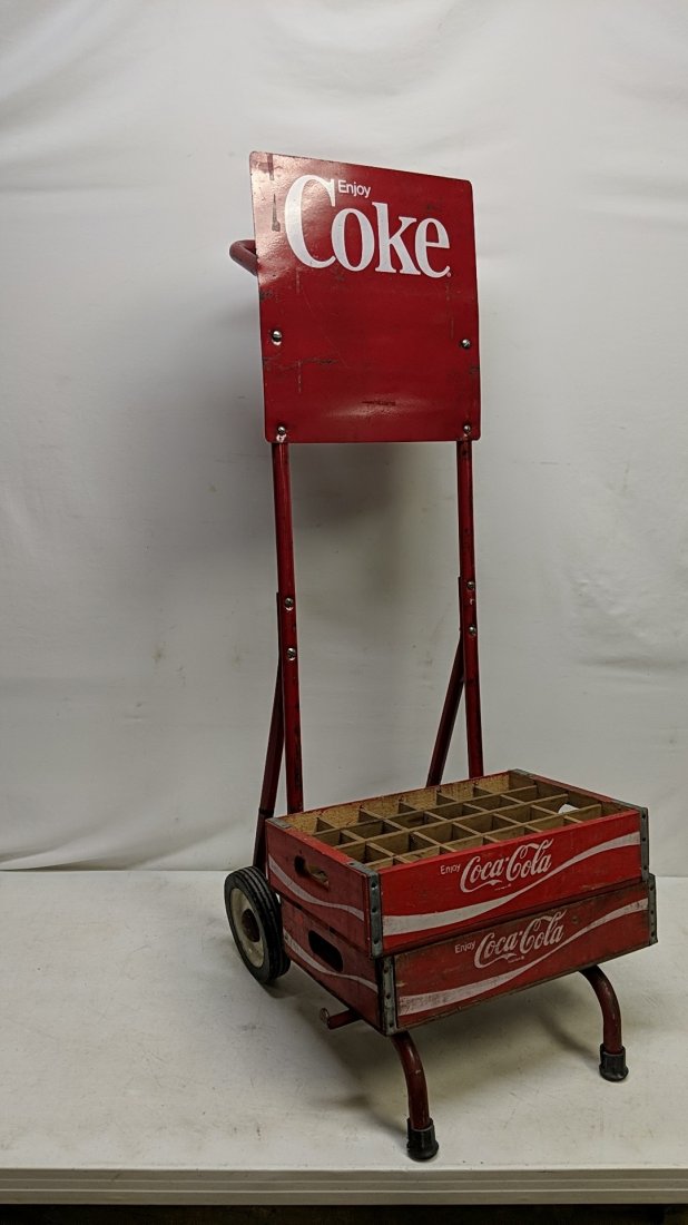 Vintage Enjoy Coke 24 Bottle Case Carrier: 49 1/2" T x 20 " D x 17" W good used condition