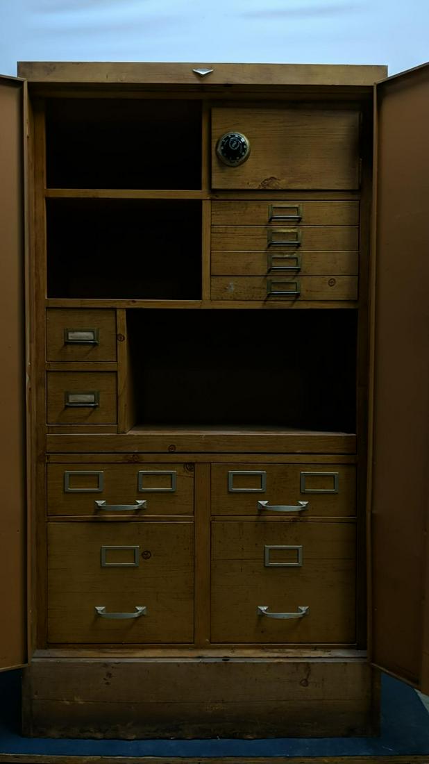 Cole Steel Wood Grain Metal Cabinet with safe: also Filing draers we have Key and combinatiion 32 1/2" W x 19" D x 5 ft. tall