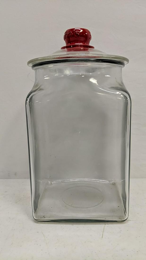 Vintage jar with original Tom's lid: good condition 12 1/2" T x 6 1/2" sq