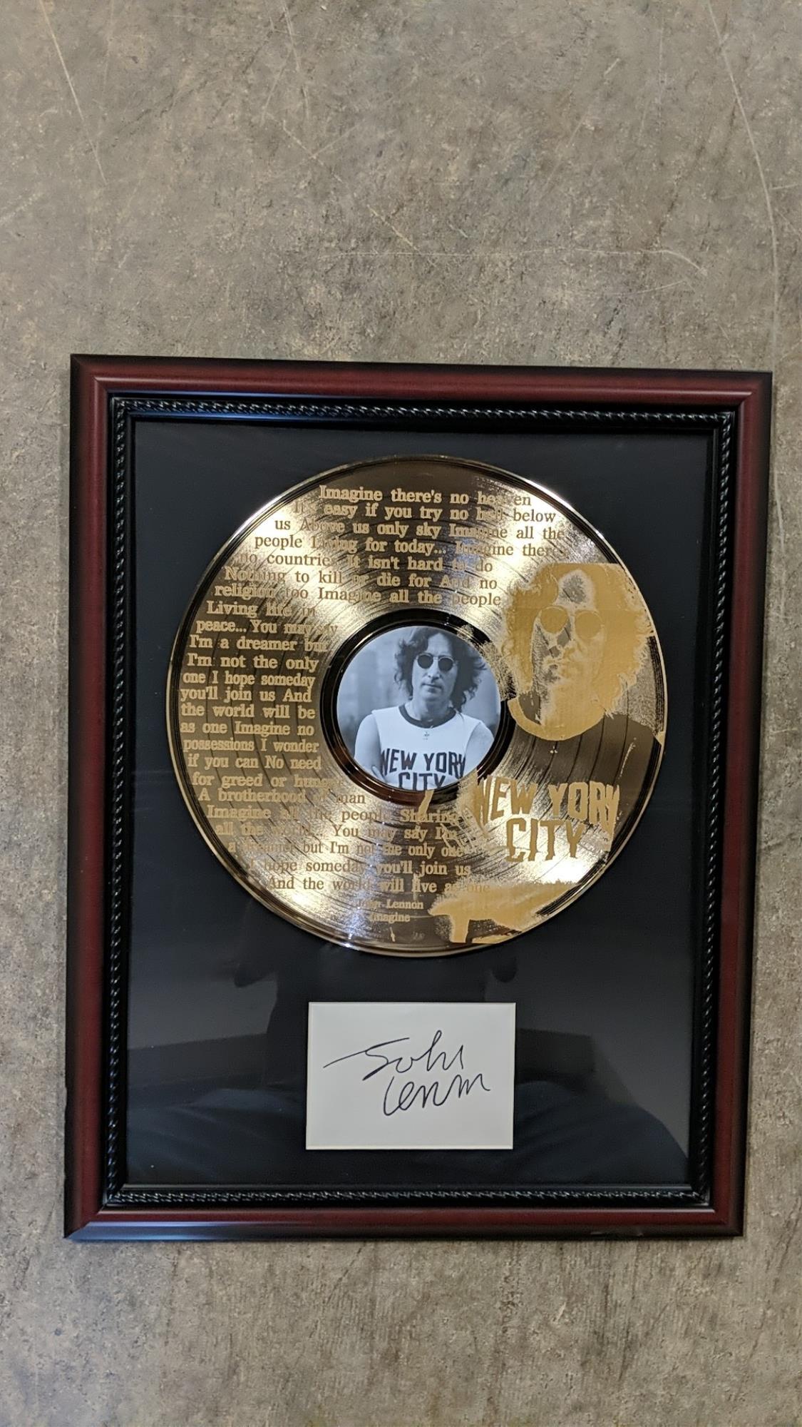 Artist Series Gold Ltd. Ed. John Lennon record: gold clad # 356 of 500 made in America 16 1/2" W x 21" T