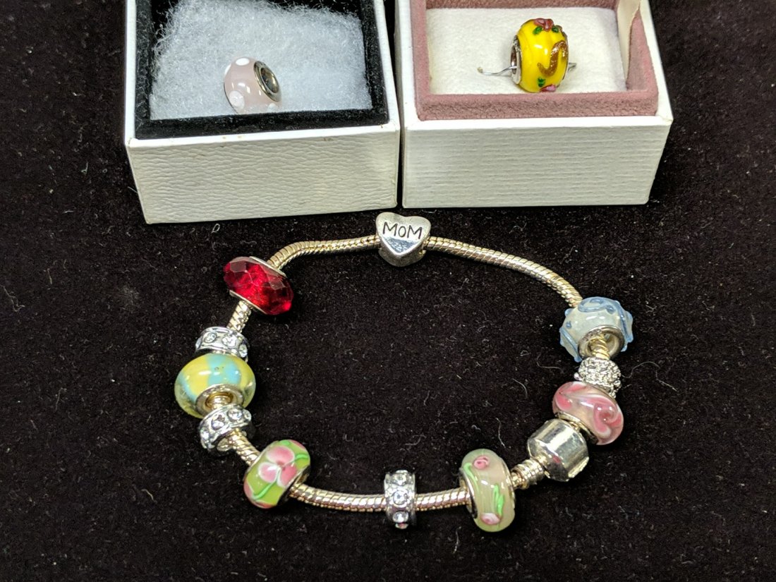 bracelet & 13 charms: The bracelet and the charms are all marked .925 Pandora. But it has come to our attention that they may not be authentic .925 or Pandora. Therefore we will not guarantee this lot.