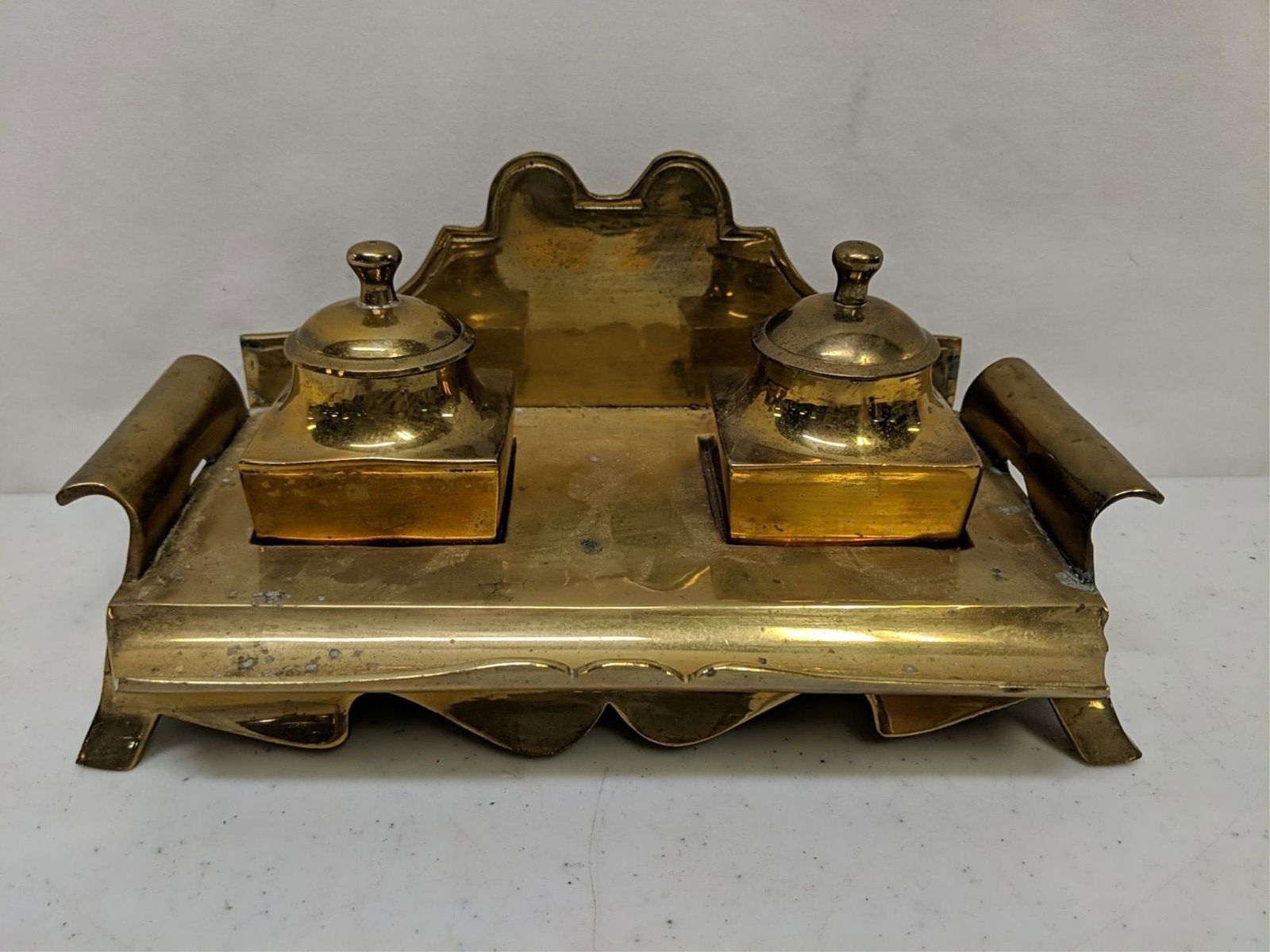 Vintage Brass Double InkWell (1 of 2)