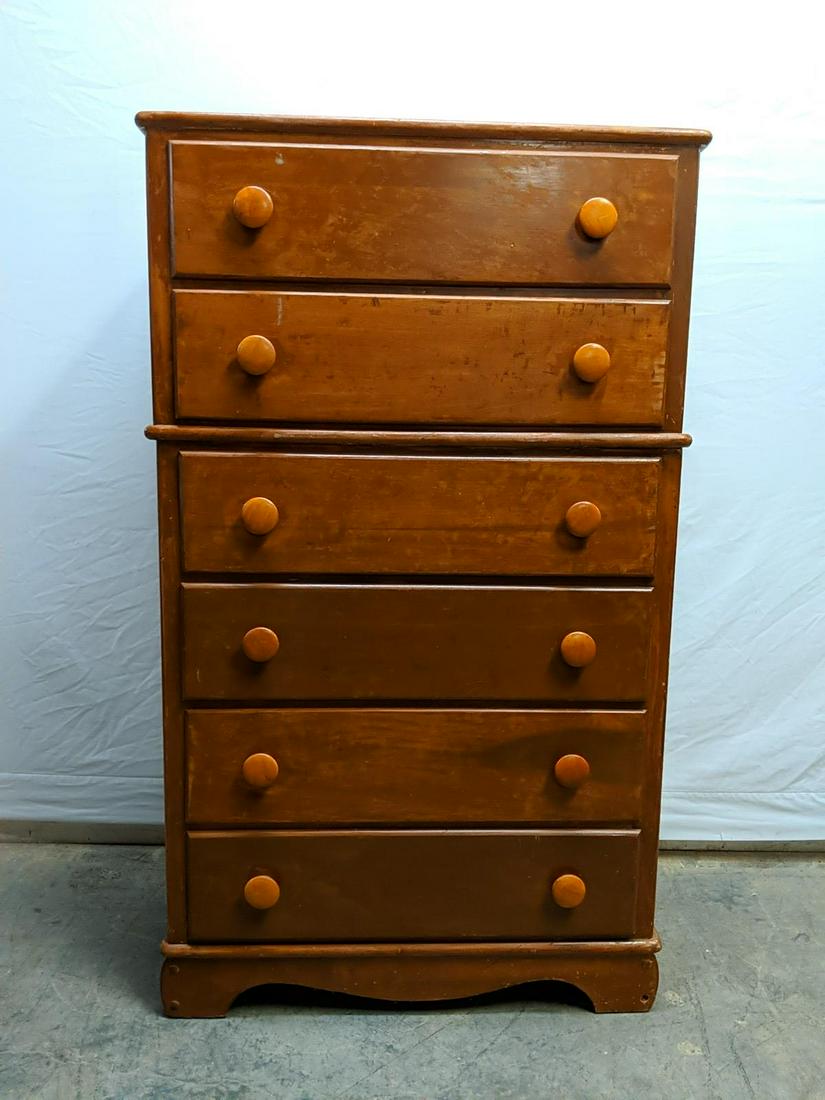 6 Drawer maple chest on chest: used found condition 30" W x 16" D x 51" T