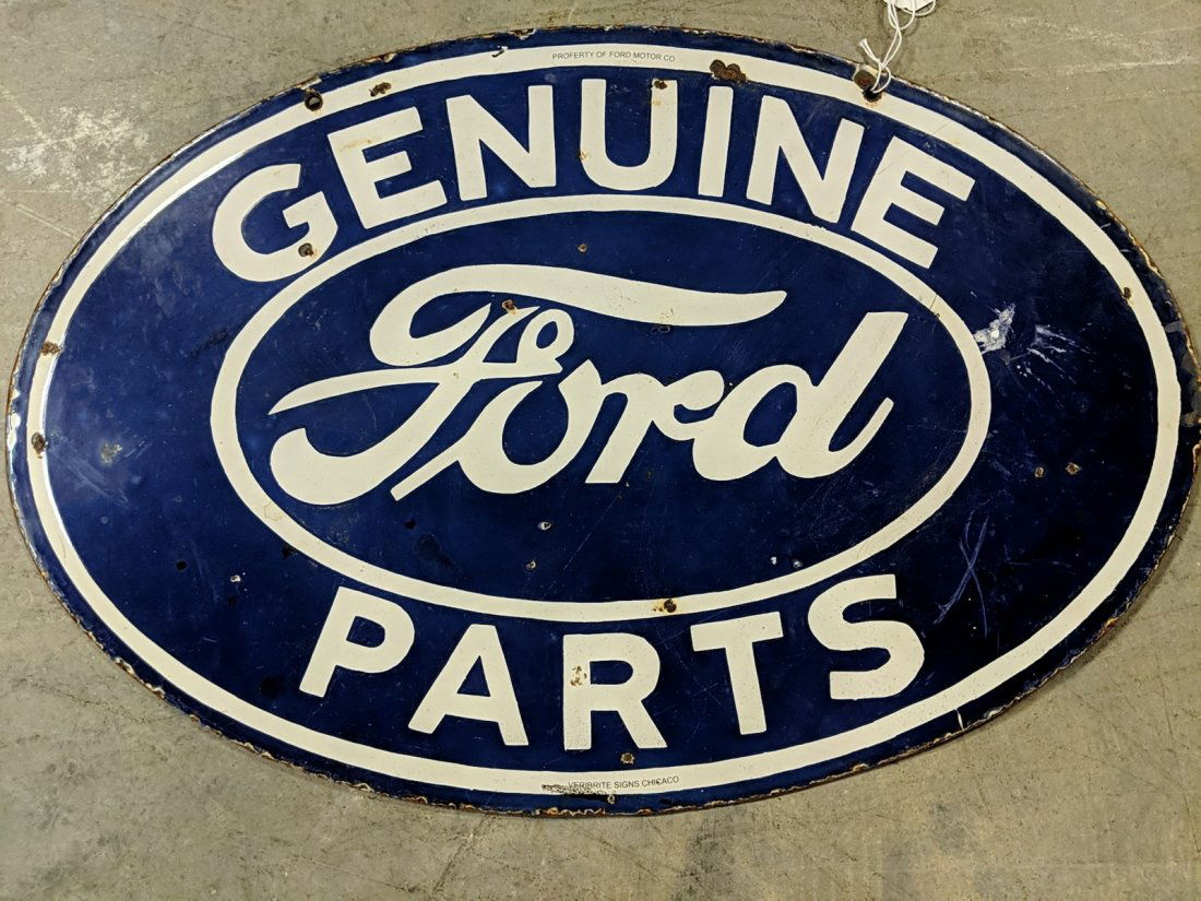 Porcelain Genuine Ford Parts double sided sign (1 of 4)