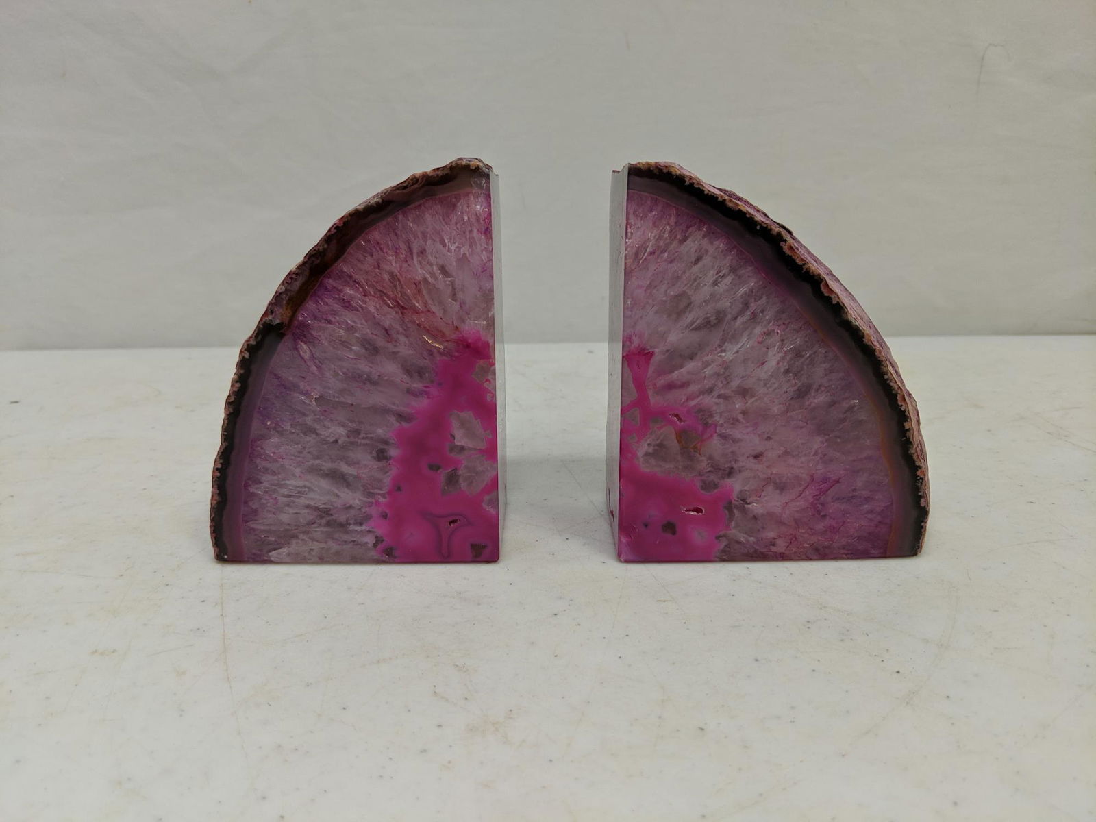 Pink Agate geod book ends (1 of 2)