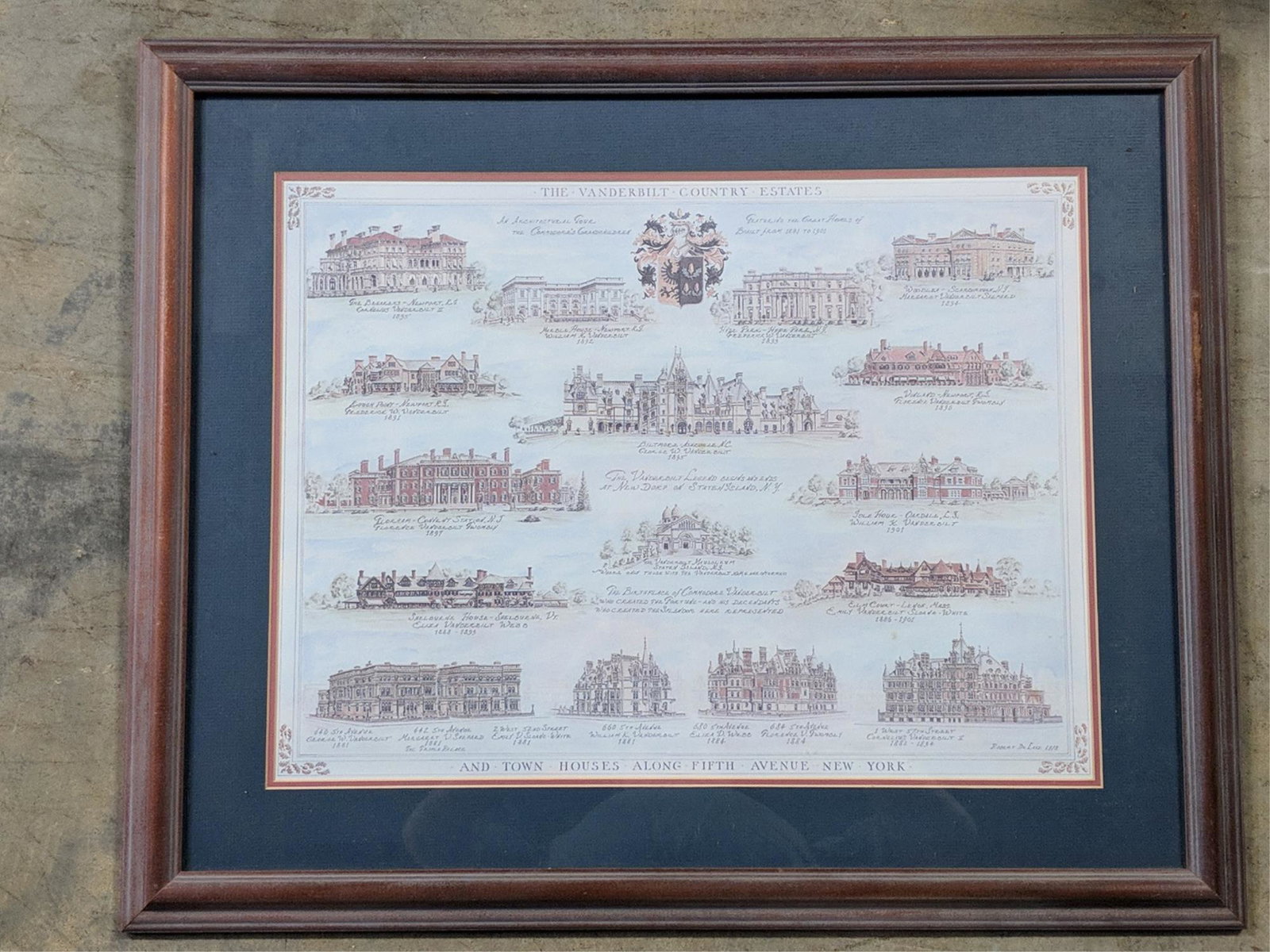 The Vanderbilt Country Estate Print -Robert DeLaye: dated 1978 28 1/2" W x 23 1/2" T overall