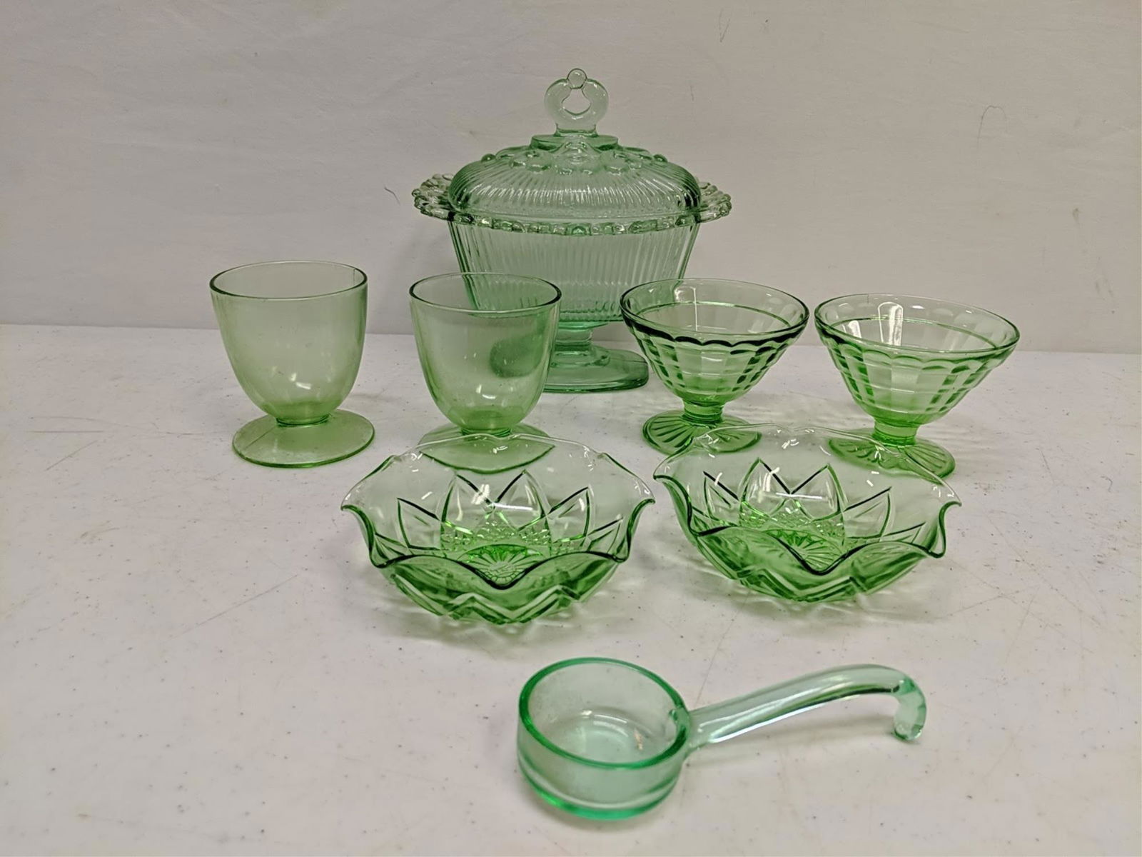 8 pcs. vintage green depression glass (1 of 1)