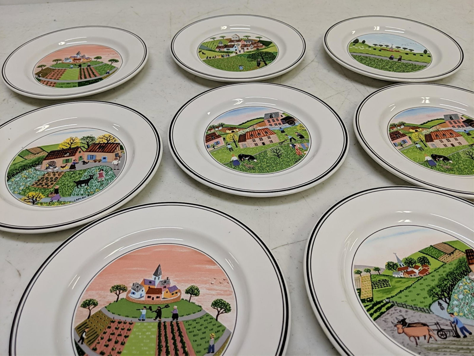Villeroy & Boch design Naif china: 8 bowls 5 1/2" Dia, and 8 B & B plates 6 1/2" D