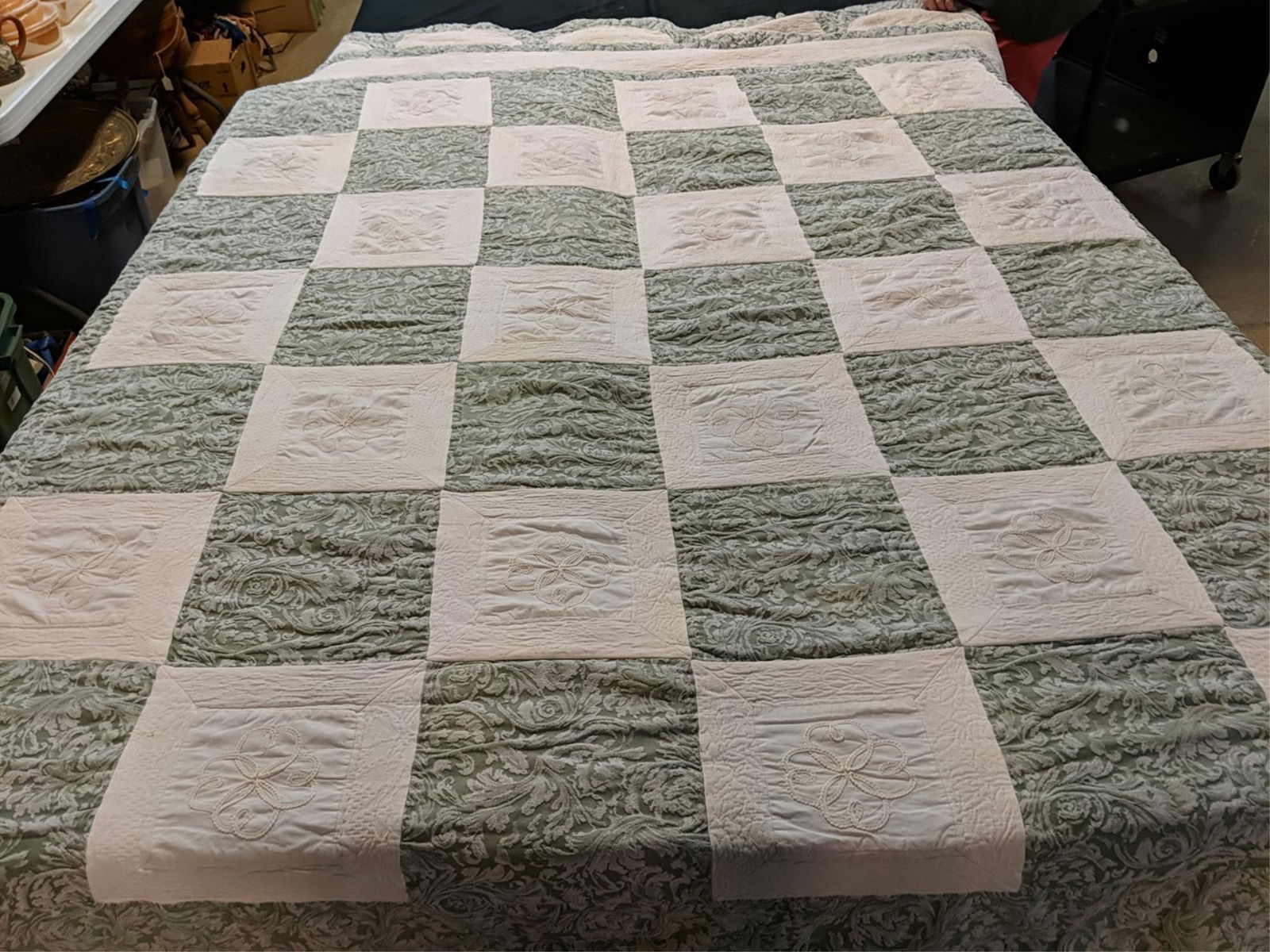large blocks and embroidered quilt (1 of 3)