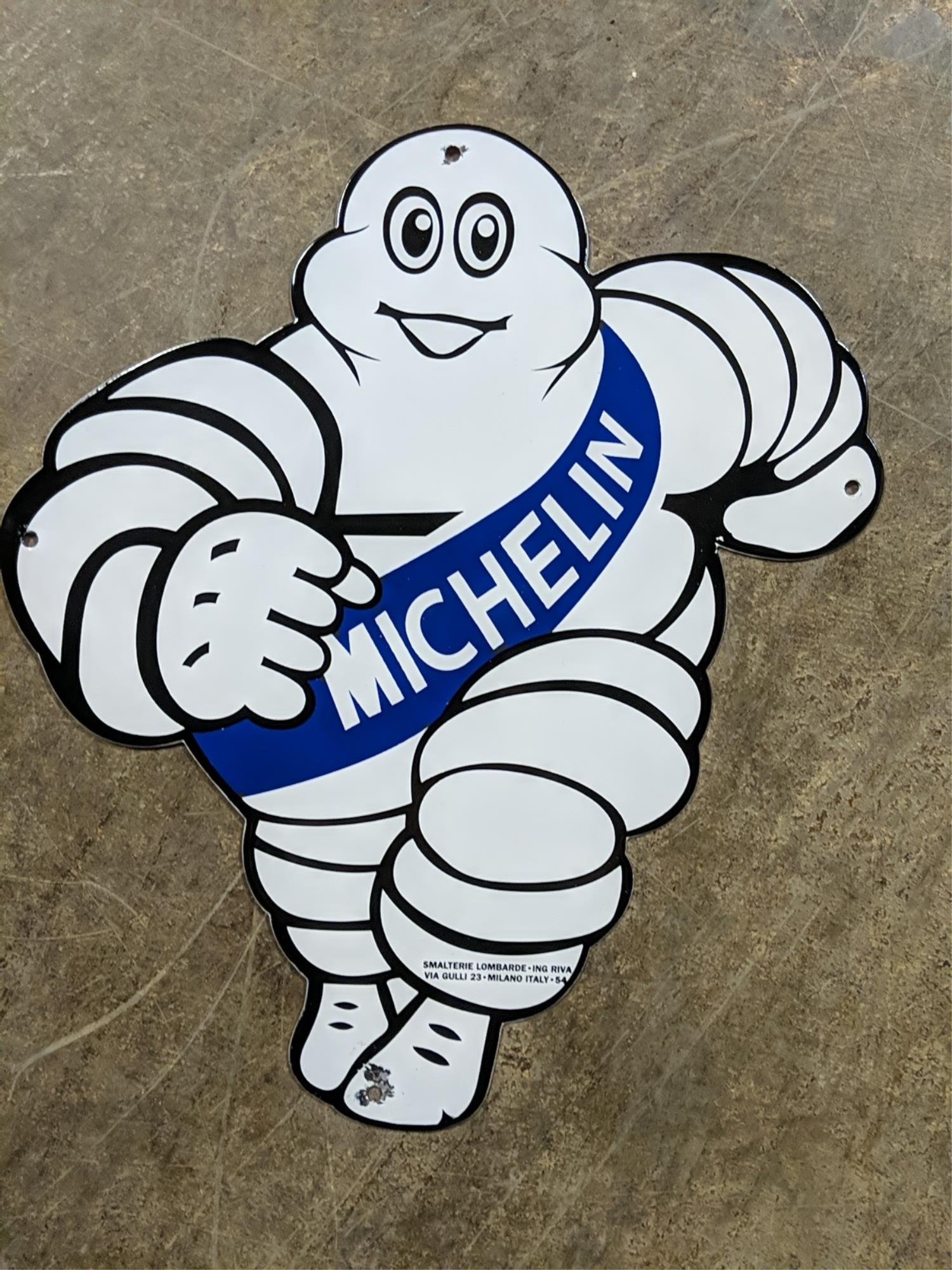 Porcelain single sided Michelin man sign (1 of 3)