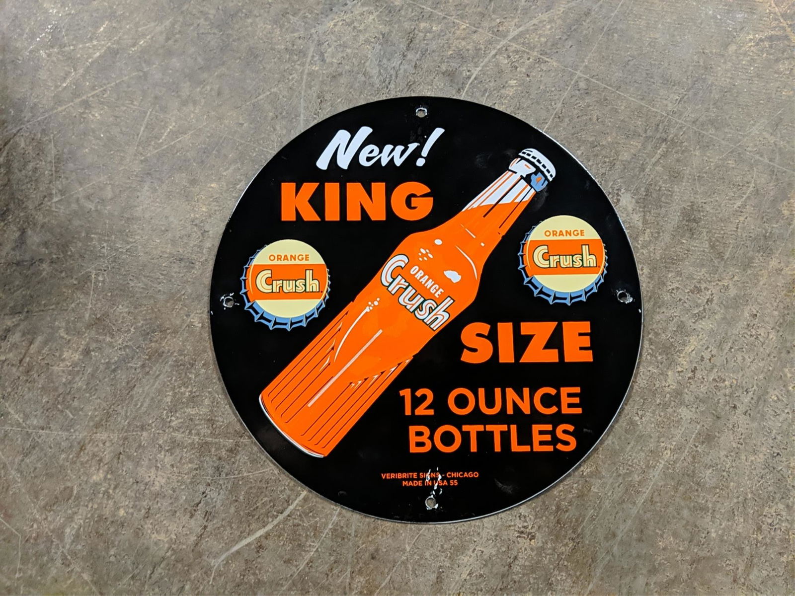 Porcelain round Orange Crush single sided sign (1 of 2)