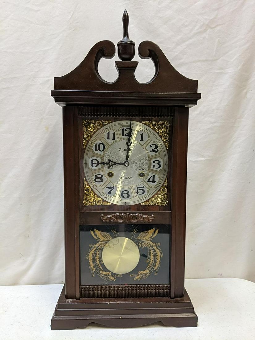 Champion 31 day clock: Key wind NO key 26" T x 12 1/4" w x 5 1/4" D