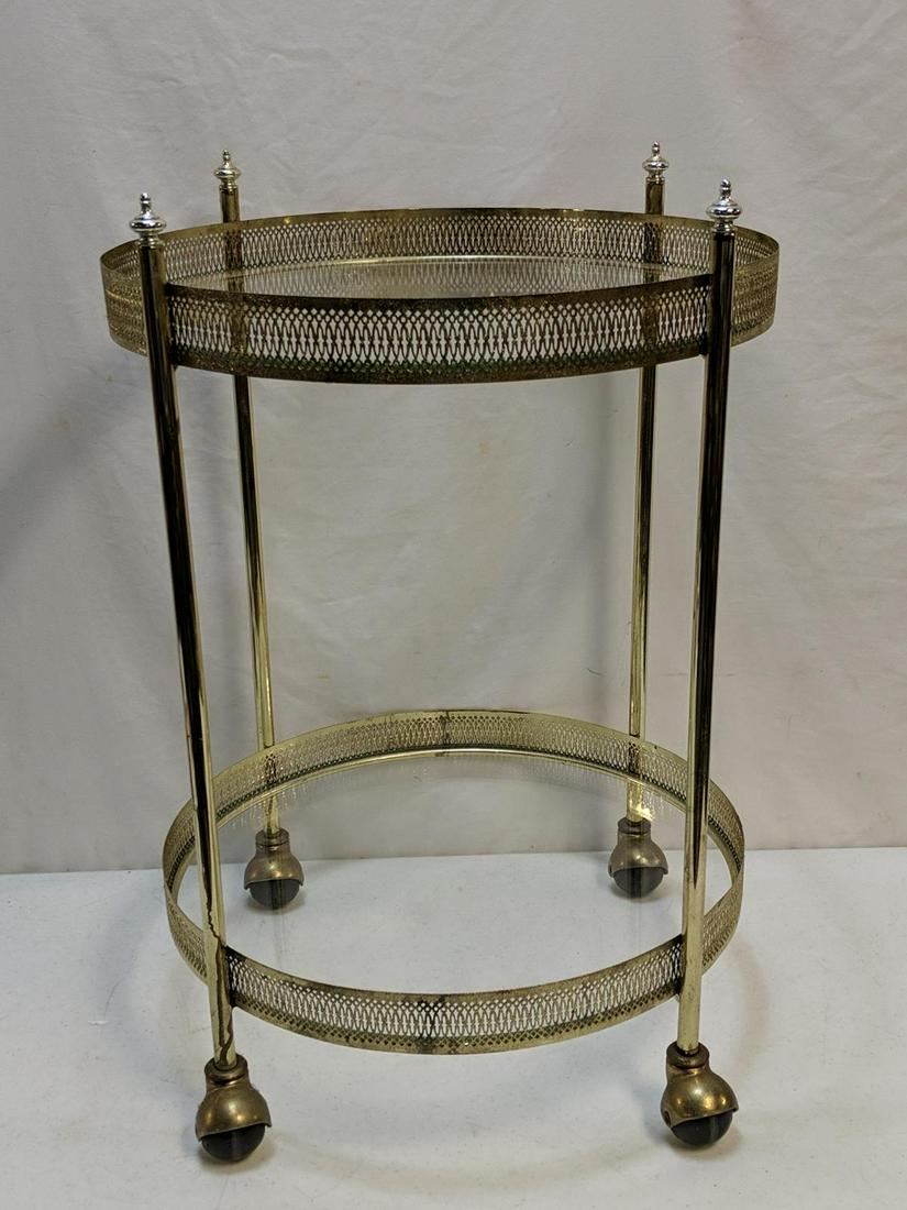 mid century style brass plated table on castors (1 of 1)