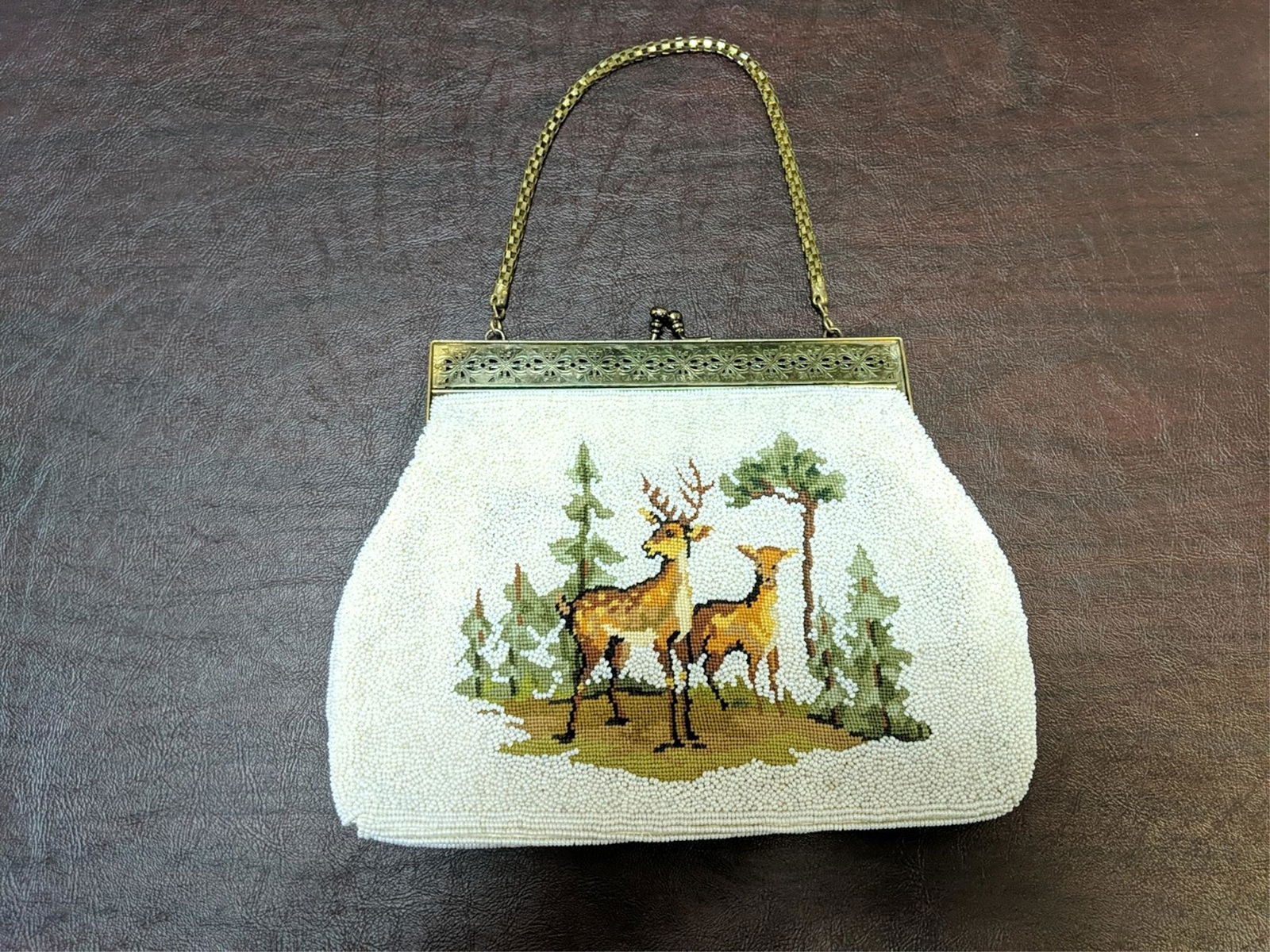 Vintage Purse with seed pearls and needlepoint (1 of 2)
