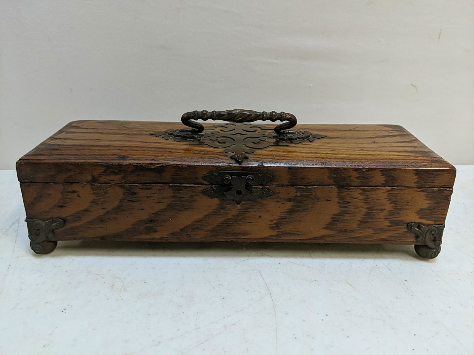 antique victorian oak jewelry box (1 of 4)
