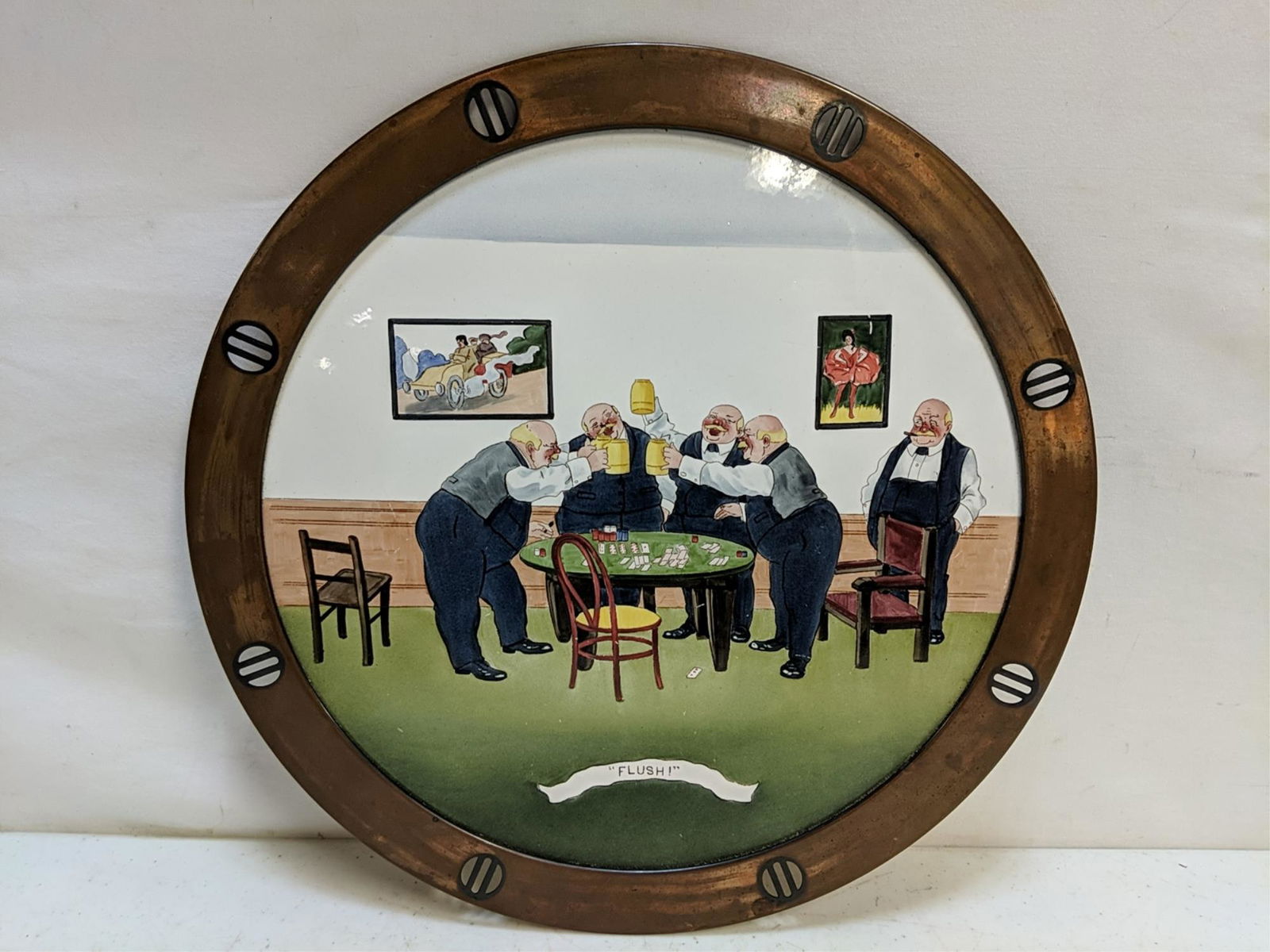 hand painted tile mounted in copper frame (1 of 1)