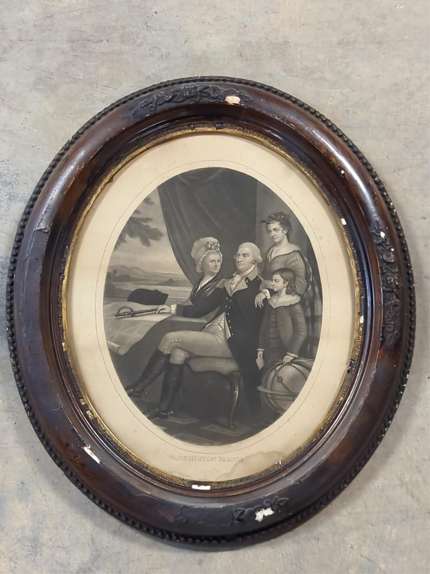 Oval Engraving George Washington Family (1 of 2)