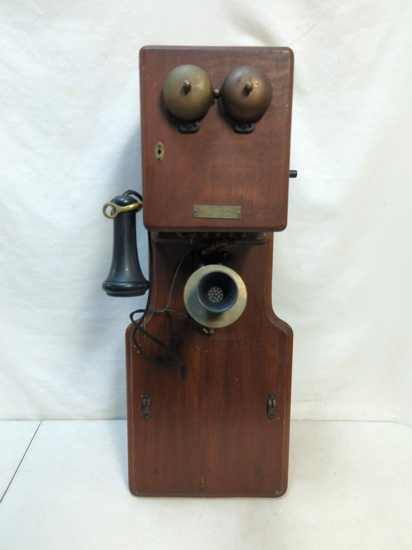 K. C. Telephone Mfg. Co., Oak crank wall phone (1 of 3)