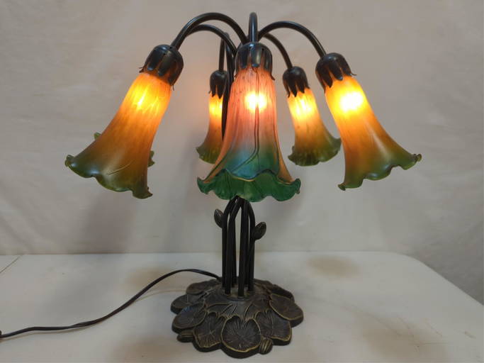 Lily Pad Lamp with 6 Tulip Shades Jan 01, 2022 Heritage Antiques