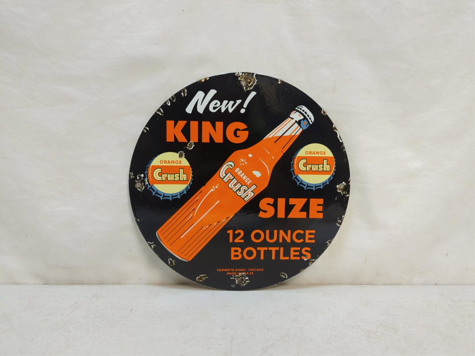 Porcelain Orange Crush single sided round sign (1 of 5)