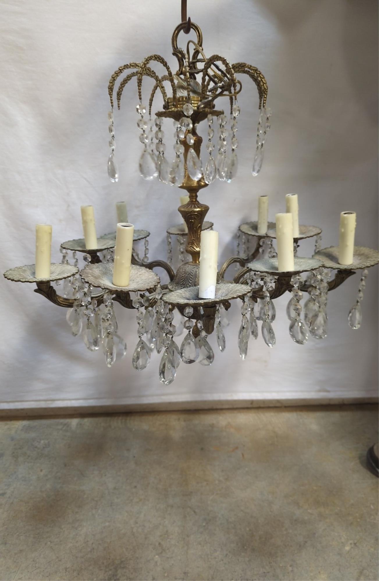 Vintage 10 arm brass chandelier (1 of 2)