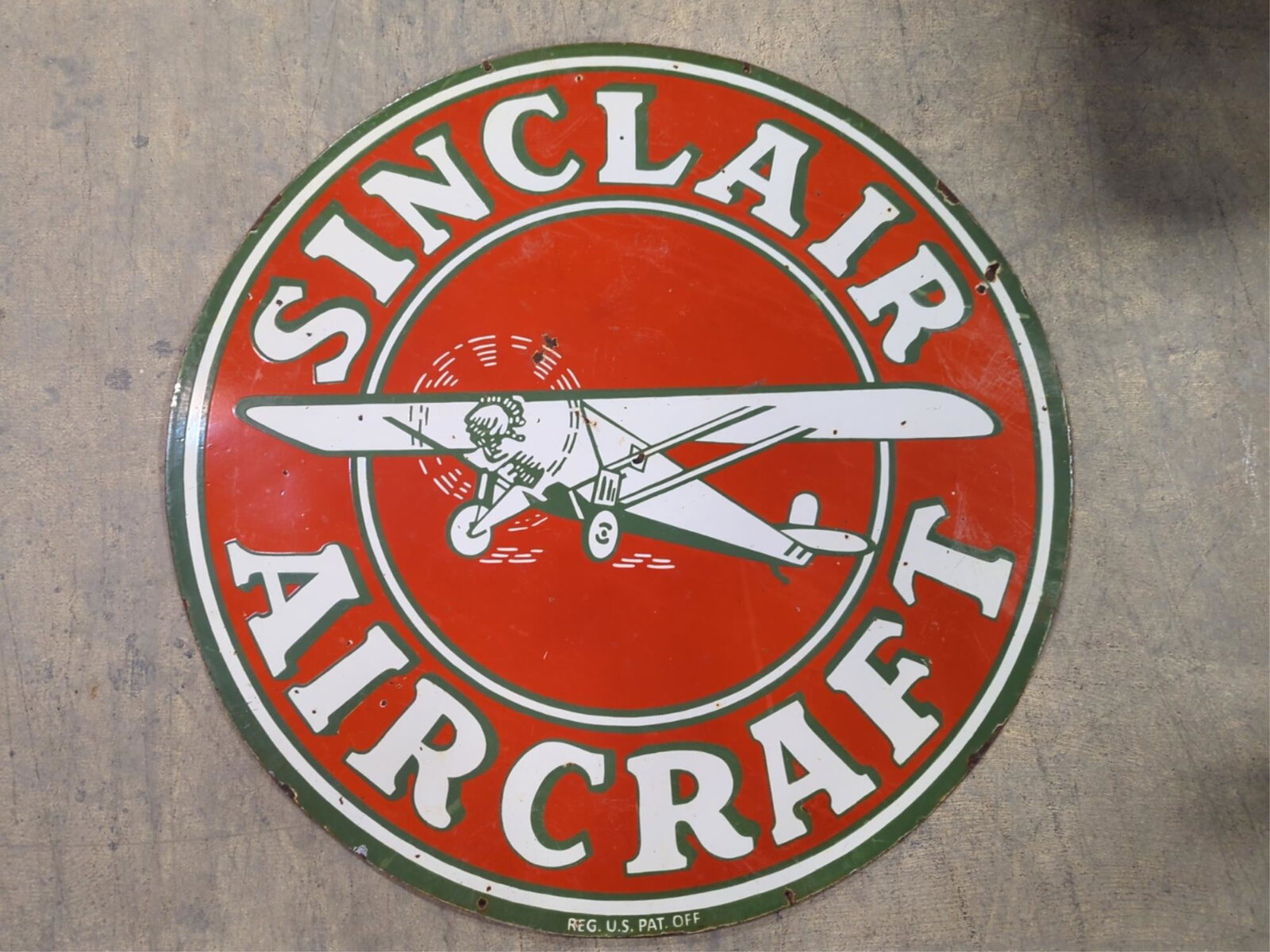 48" Porcelain double sided Sinclair Aircraft sign (1 of 9)