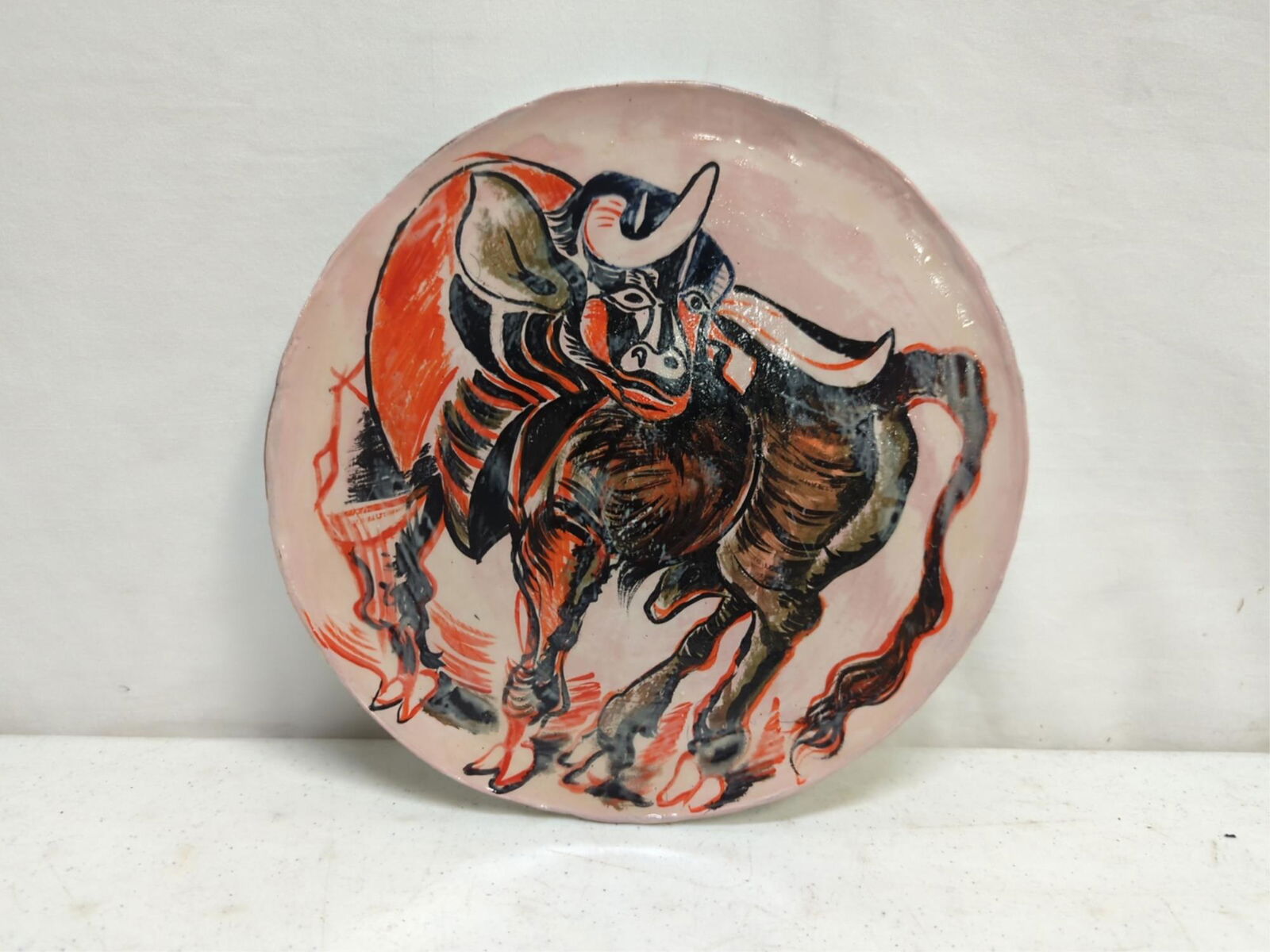 painted 10" ceramic plate signed edition Picasso (1 of 3)