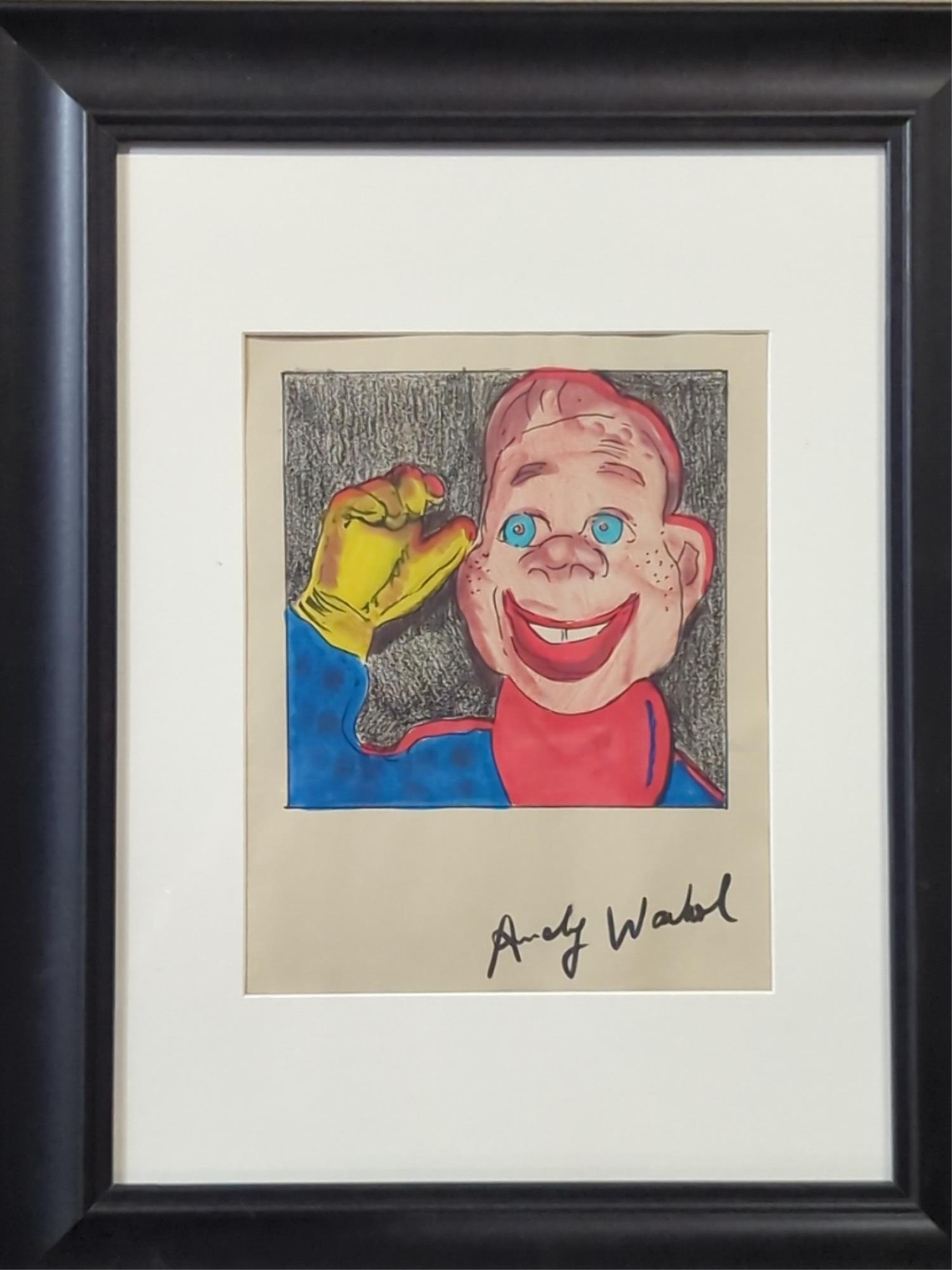 Andy Warhol Howdy Doody hand painted , signed on paper (1 of 3)