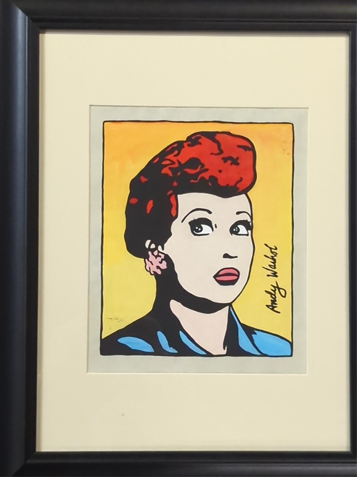 Andy Warhol Lucille Ball hand painted & signed on paper (1 of 3)