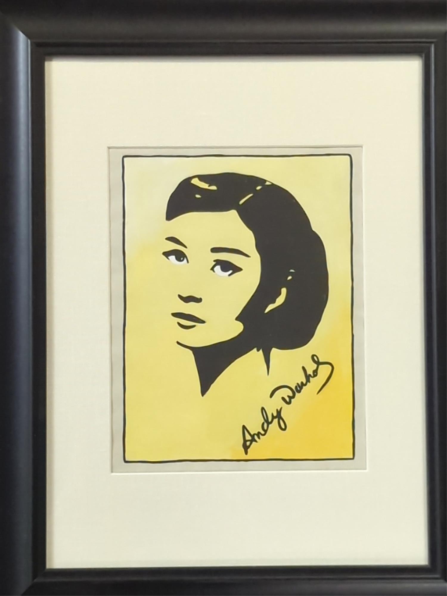 Andy Warhol Audrey Hepburn hand painted, on paper (1 of 3)