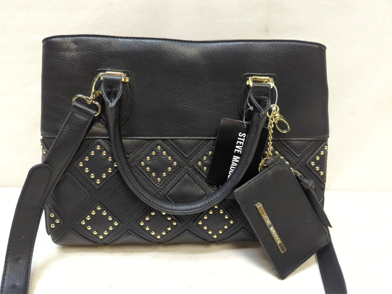New Steve Madden black BNYMA handbag: has original price tag of $108.00 14" L x 6" w x 10 1/2" T