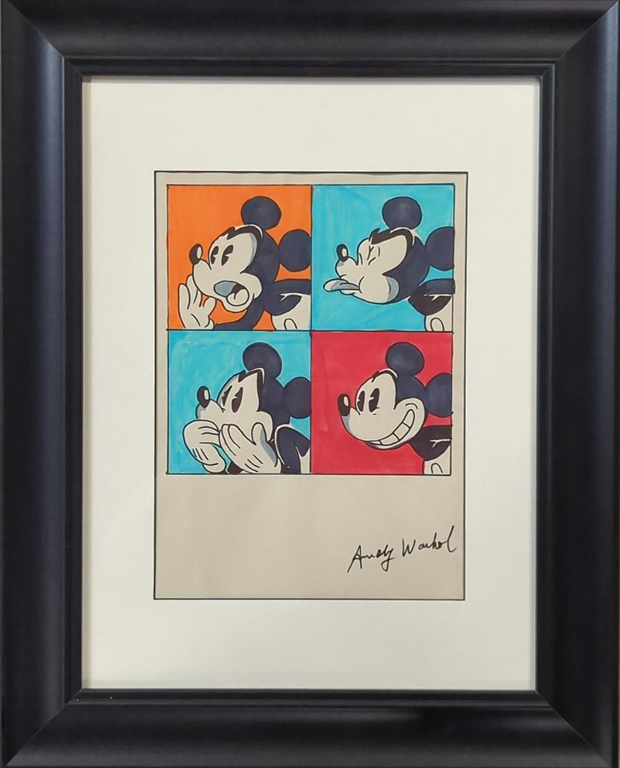 Andy Warhol Mickey Mouse hand painted, signed paper (1 of 2)