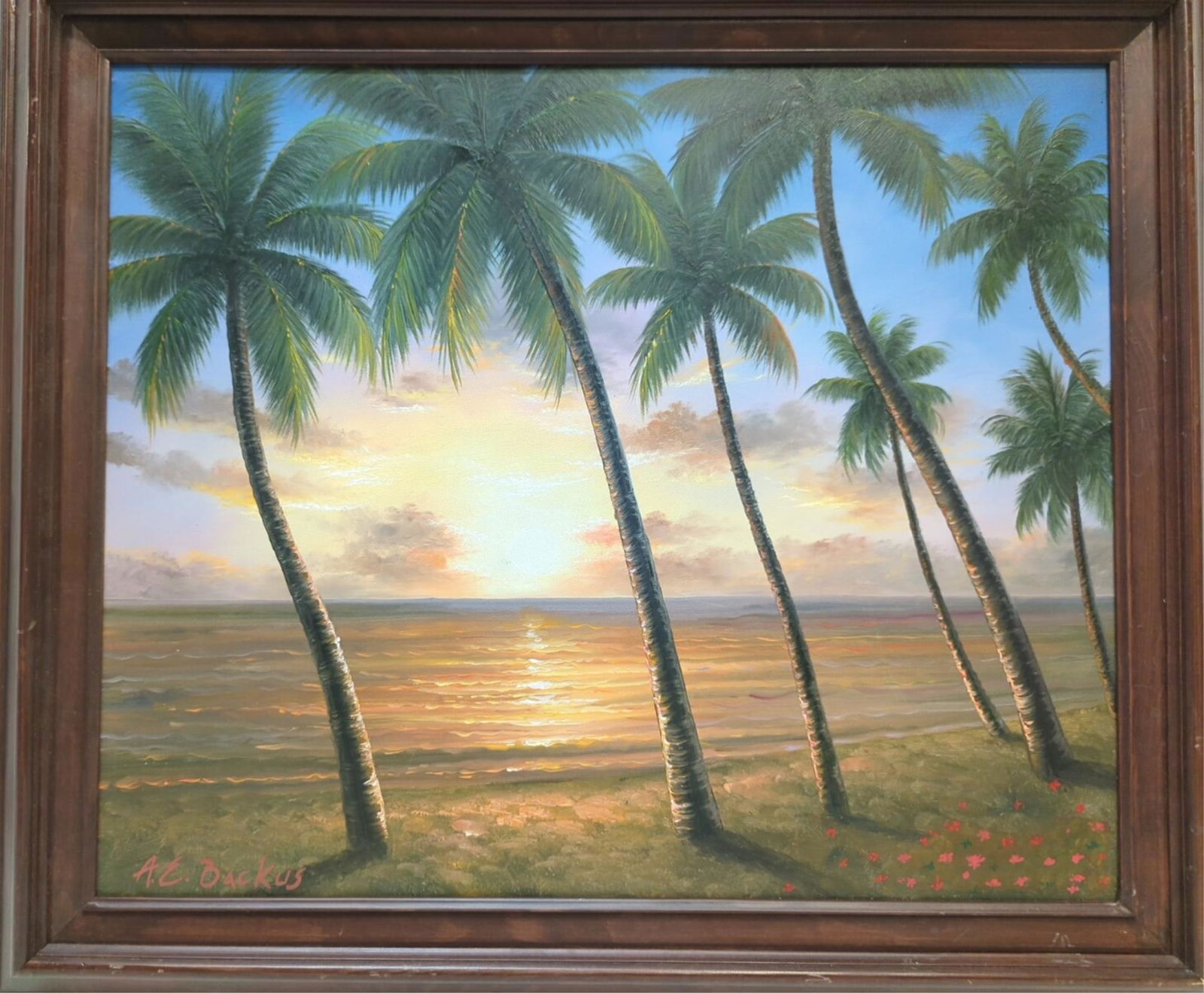 A.E. Backus Palm Trees hand painted, signed canvas (1 of 3)