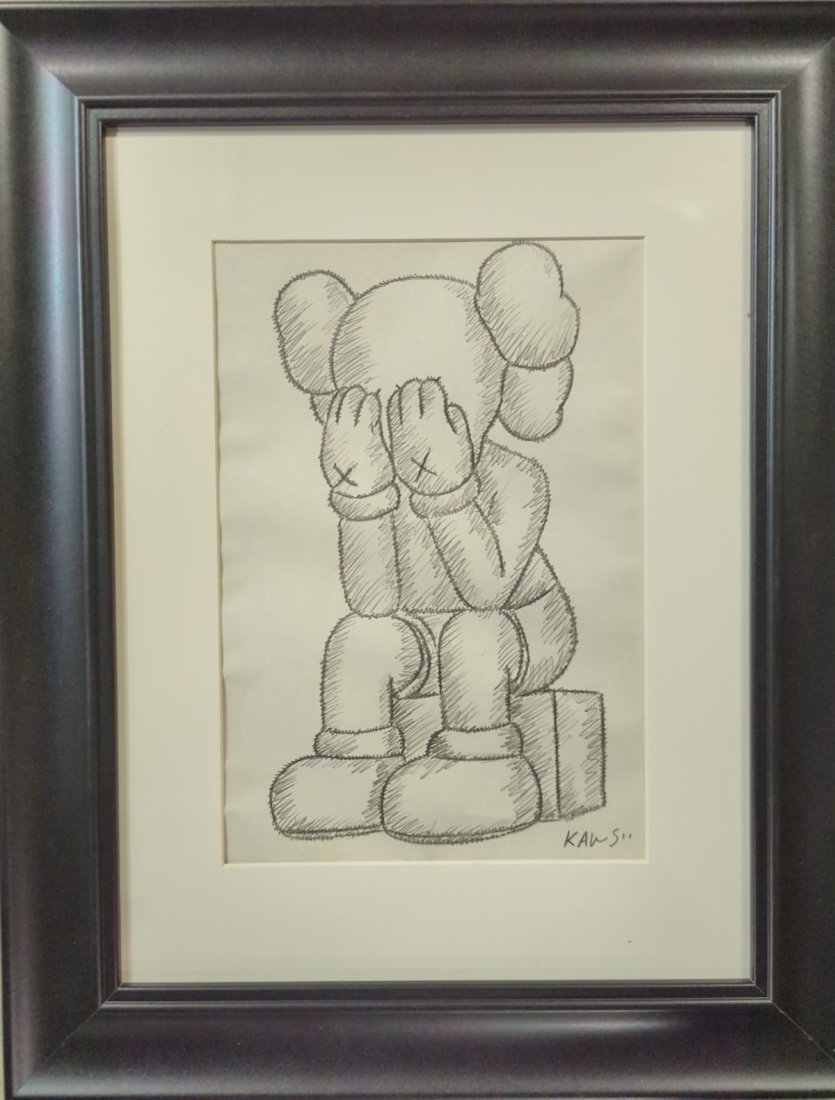 Kaws Mickey mouse Doll hand drawn on paper (1 of 3)
