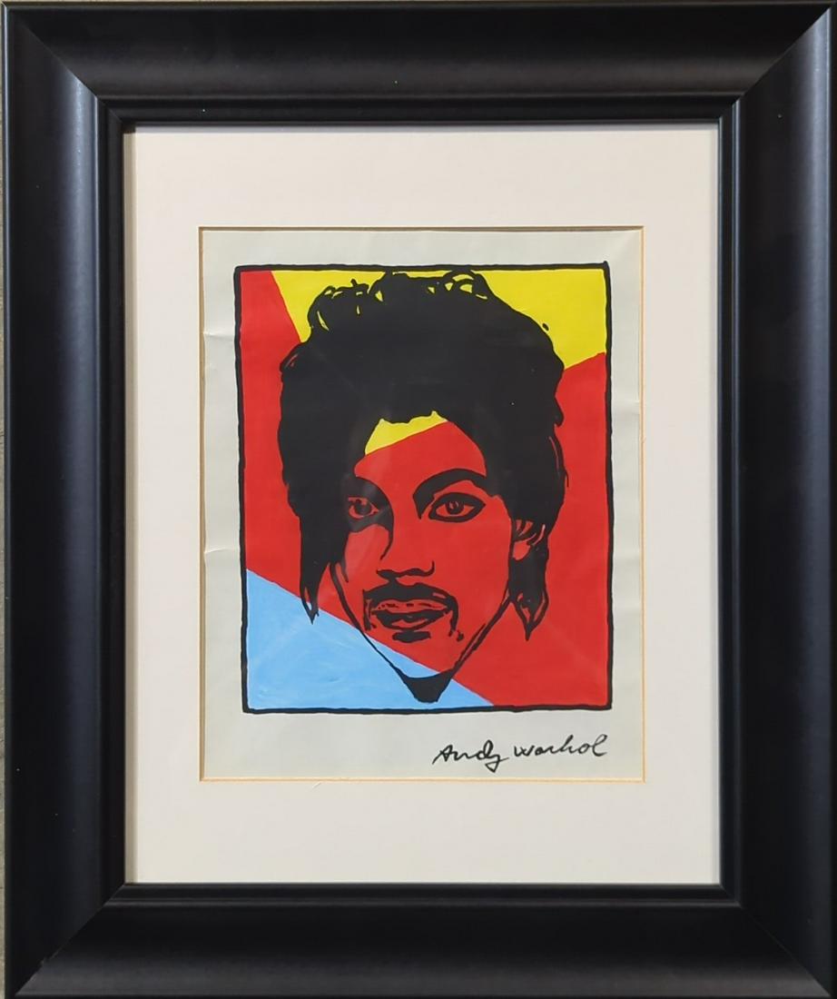 hand painting on paper attributed to Andy Warhol: "Prince" 15" x 18" painted after / in the manner of Andy Warhol
