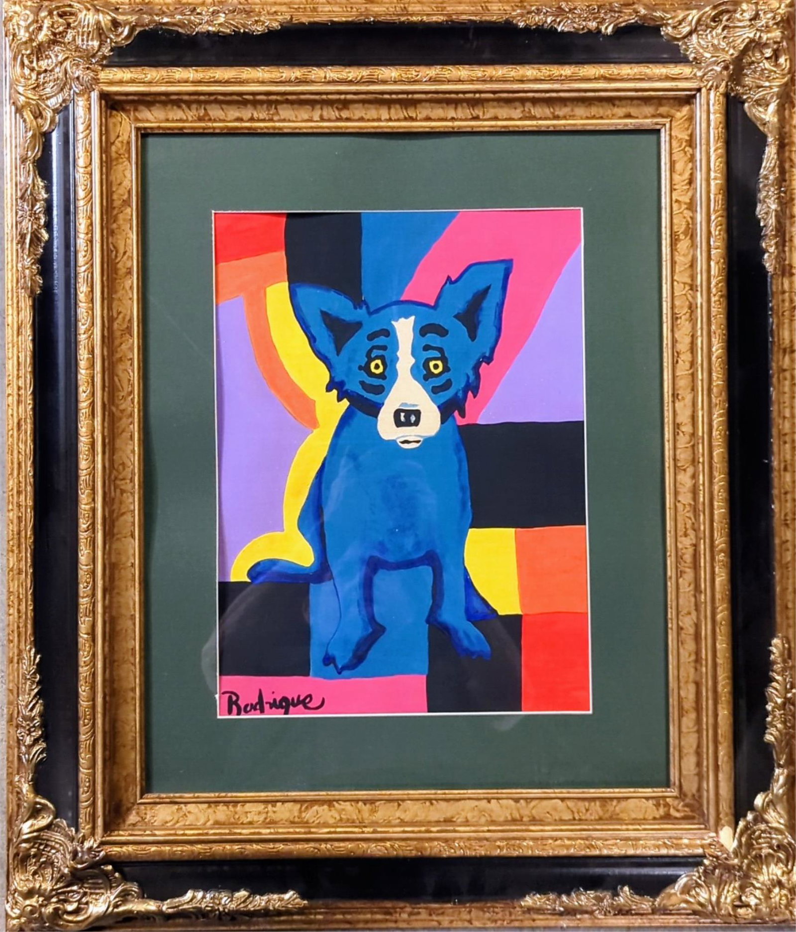 hand painted blue dog on thick paper (1 of 2)