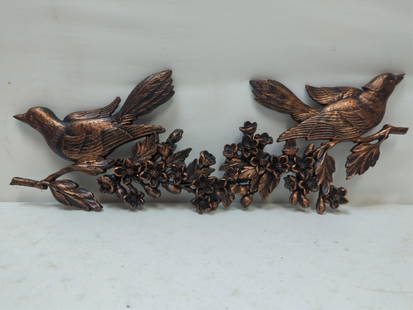 2 Vintage Copper Craft Guild Bird plaques: 1967 good condition 13" x 8" T made of plastic