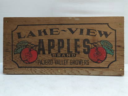 Lakeview Apples wooden box: 7 1/4" T x 15" w x 8 1/2" D good condition Pajero Valley Growers