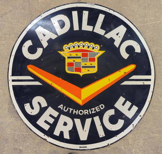 48" Cadillac Service double sided porcelain sign