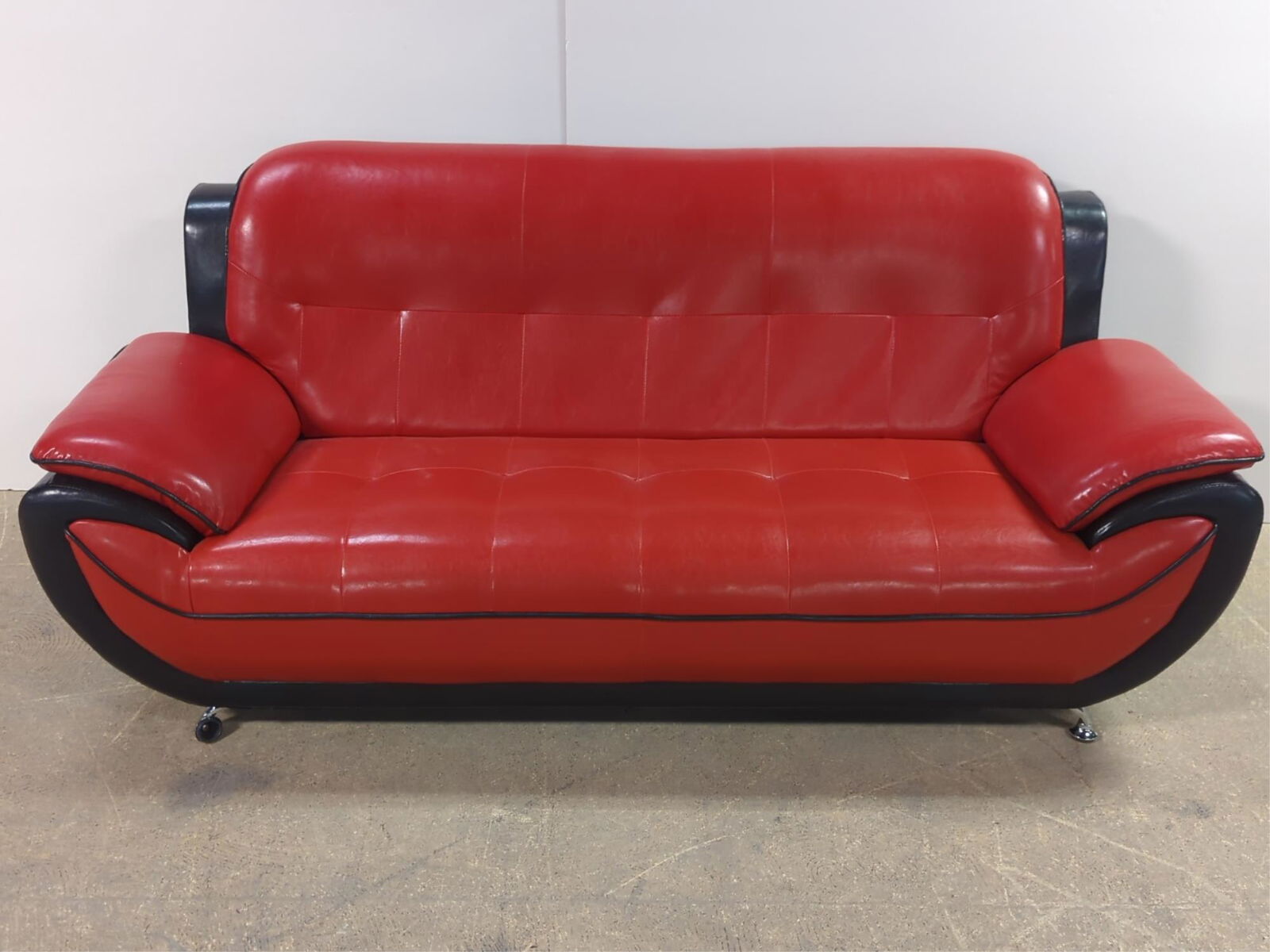 New Red & Black Retro Vinyl sofa (1 of 3)