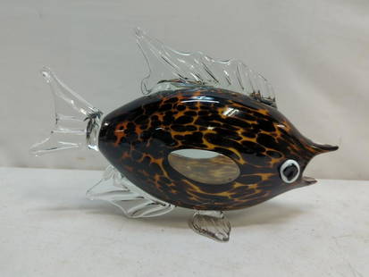 Art Glass Fish: good condition could be Murano 12" L x 7 1/2" T Not marked