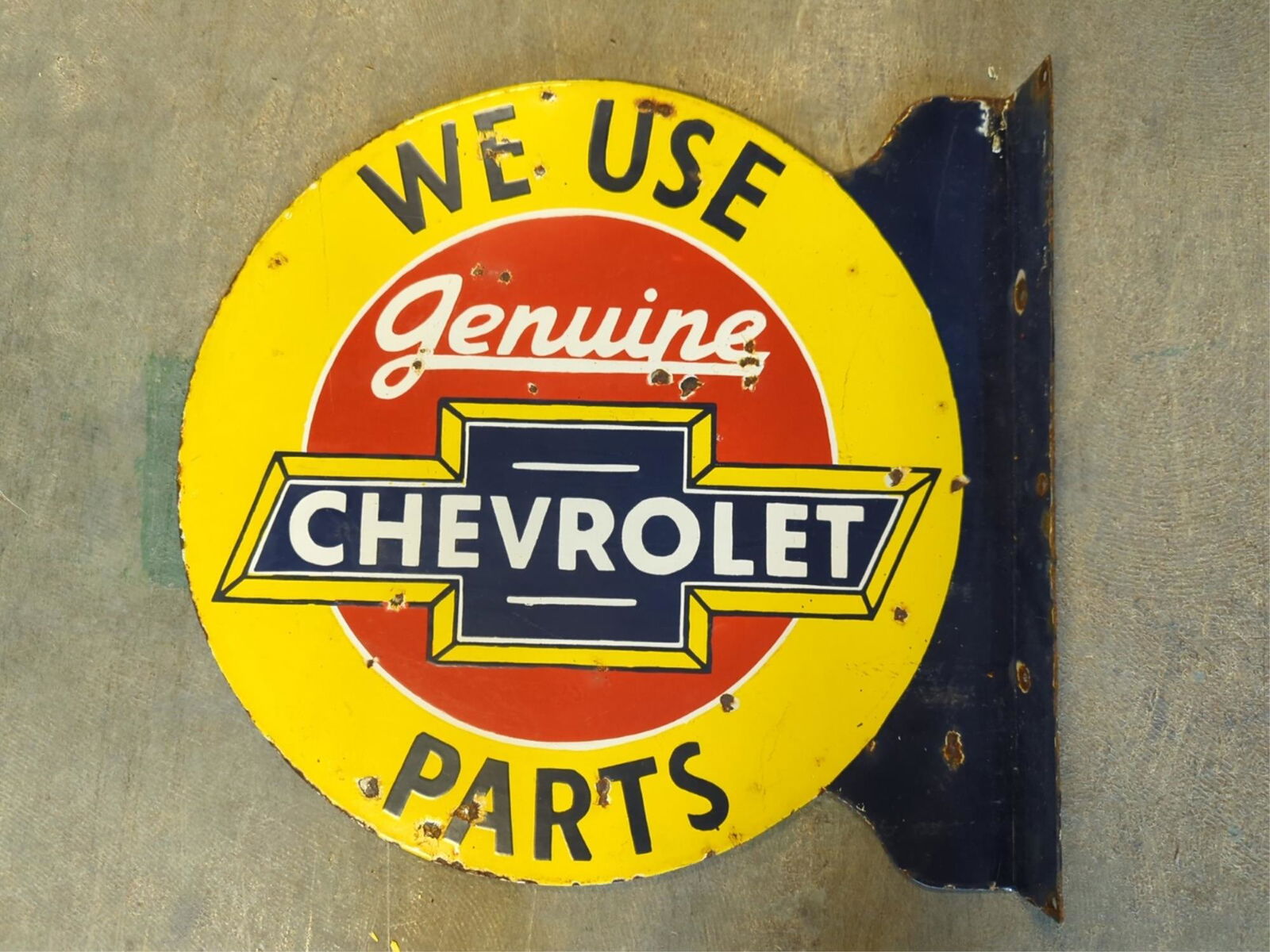 18" Chevrolet Parts porcelain flange sign (1 of 2)