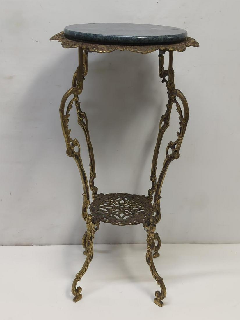 Brass Fern stand with marble top (1 of 1)
