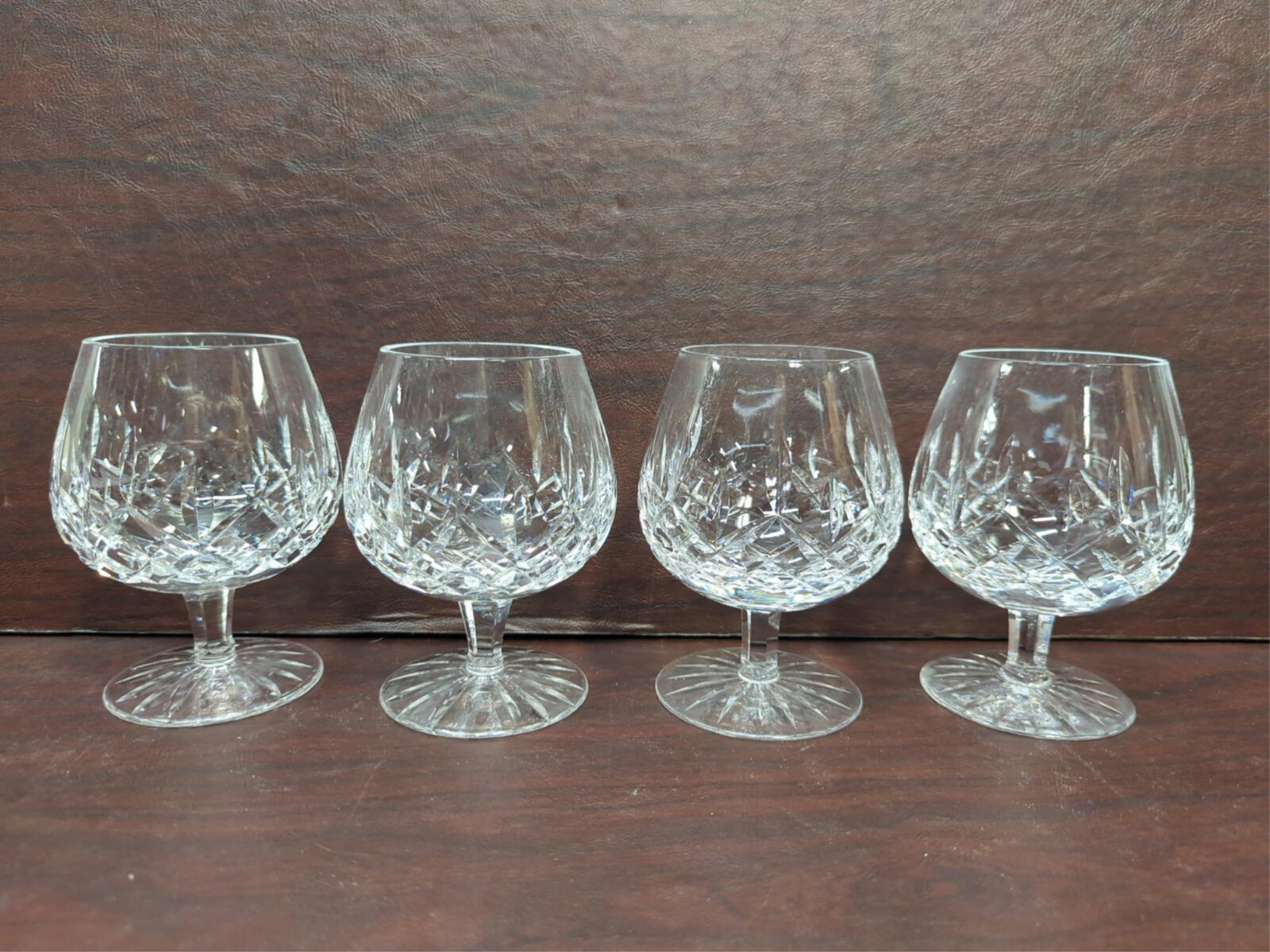 4 signed Waterford Brandy Sniffer glasses: NO Chips or cracks 5 1/4" T