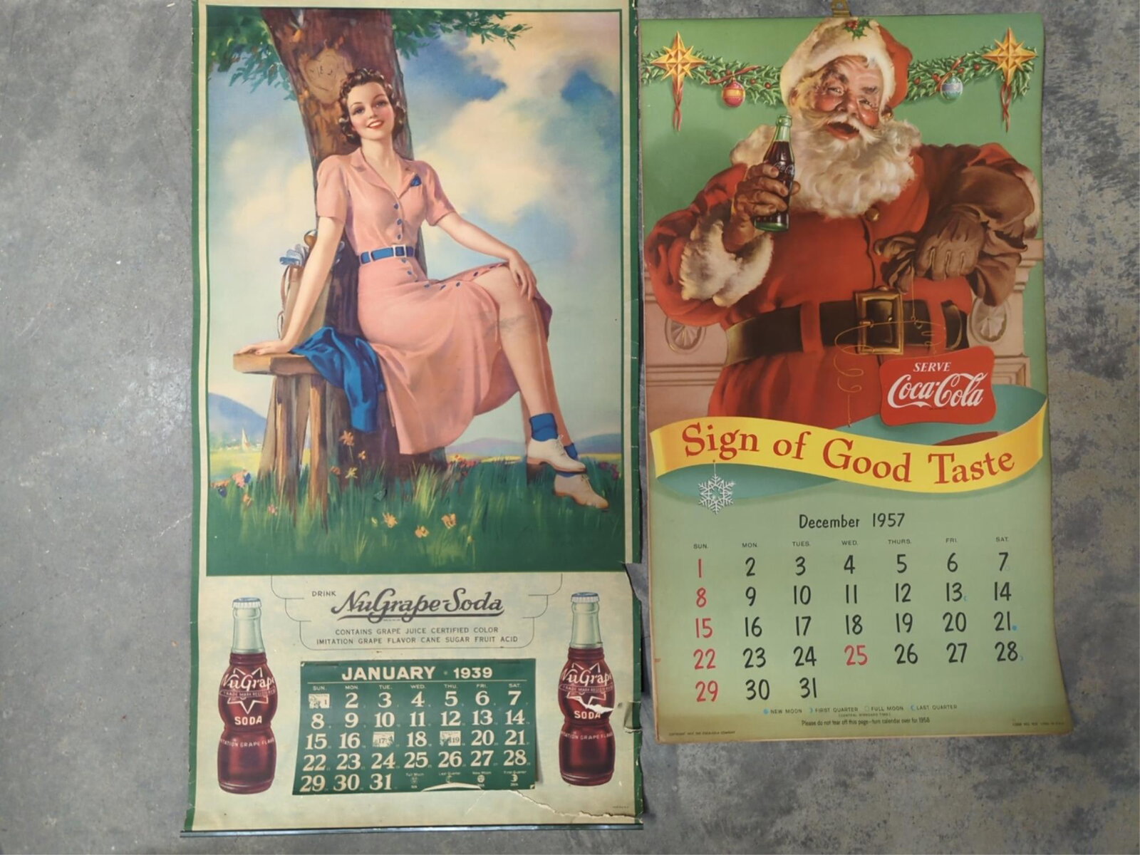 Vintage original Coca Cola & Nugrape calendars (1 of 2)