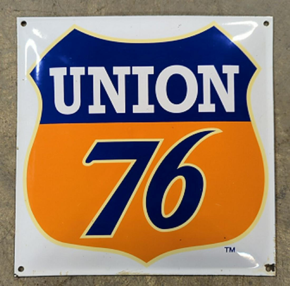 Union 76 Convex pump badge: single sided enameled over steel 12" x 12"