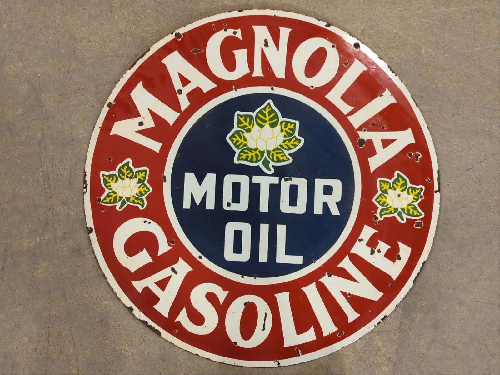 30 " Magnolia Gasoline Porcelain double sided sign (1 of 8)