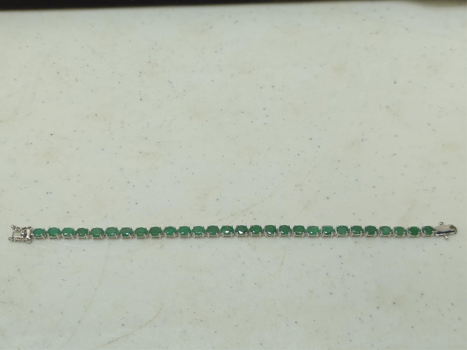 8.50 ctw oval Sakota Emeralds on .925 bracelet (1 of 2)