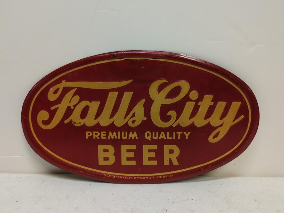 Falls City Beer tin embossed sign (1 of 3)